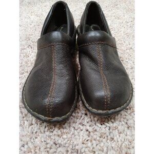 Pre-loved Thom Mcan Black Erin Leather Slip On Clog Shoes Size 8.5 Wide. Wooden